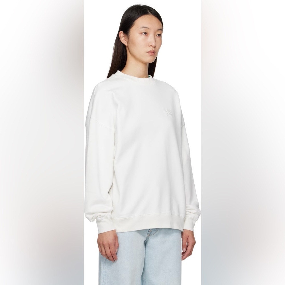 ANINE BING MILES SWEATSHIRT CREWNECK SIZE MEDIUM White Cotton